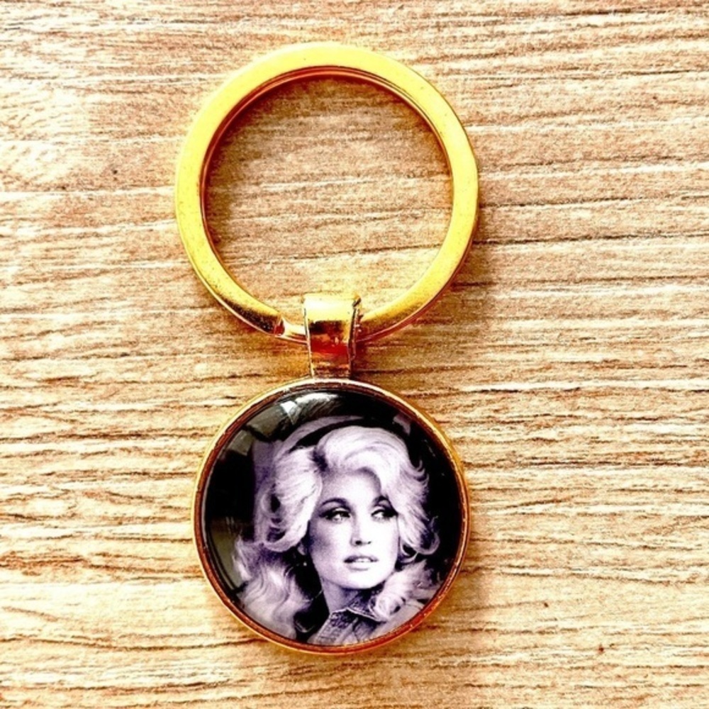 Dolly Parton Gold Colour Keychain, Handmade, NWT